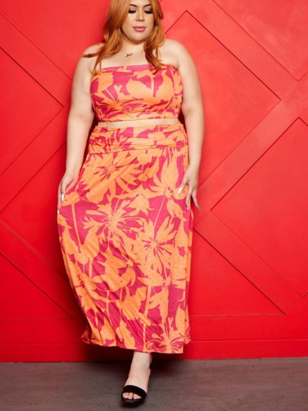 Plus Size Tube Top Skirt Set 5X